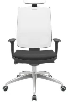 Cadeira Office Brizza Tela Branca Com Encosto Assento Poliéster Preto Autocompensador 126cm - 63270 Sun House