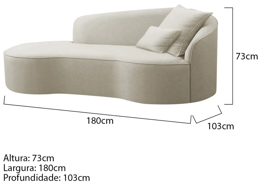 Divã Recamier Curvo Sala de Estar Recepção Inglaterra 180cm Lado Esquerdo Bouclé - ADJ Decor