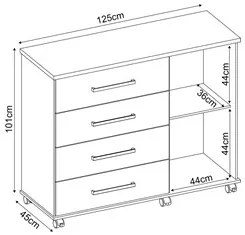 Cômoda Para Quarto 1 Porta 4 Gavetas Flora D02 Amendola Touch - Mpozen