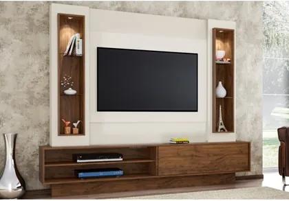 Estante Home Theather para TV com LED TB129L Off White/Nobre - Dalla Costa