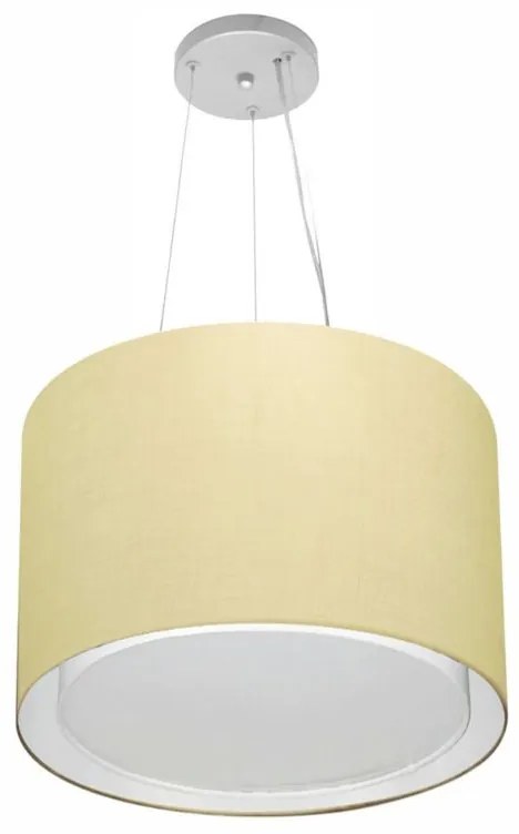 Lustre Pendente Cilíndrico Duplo Vivare Md-4304 Cúpula em Tecido 40x30cm - Bivolt