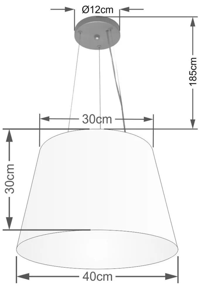 Lustre Pendente Cone Md-4152 Cúpula em Tecido 30/40x30cm Rustico Cinza - Bivolt