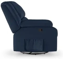 Poltrona do Papai Reclinável Pietra Glider Giratória FH9 PU Azul - Mpo