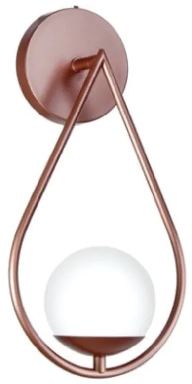 Arandela Gota Globo 21X16X37Cm Metal E Globo Ø12Cm 01Xg9 |Old Artisan... (BRANCO / COBRE BRILHO, CLEAR (TRANSPARENTE))