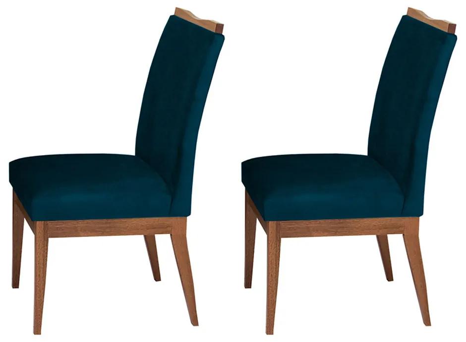 Conjunto 2 Cadeiras Decorativa Leticia Veludo Azul Marinho