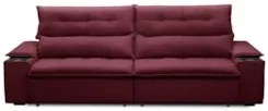 Sofá Retrátil 3 Lugares com Porta Copo 230cm Malta F05 Veludo Bordô -