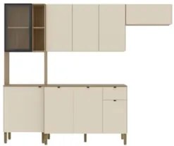 Cozinha Compacta Balcão Com Tampo 120cm Laura Plus Soft/Freijó Z06 - M