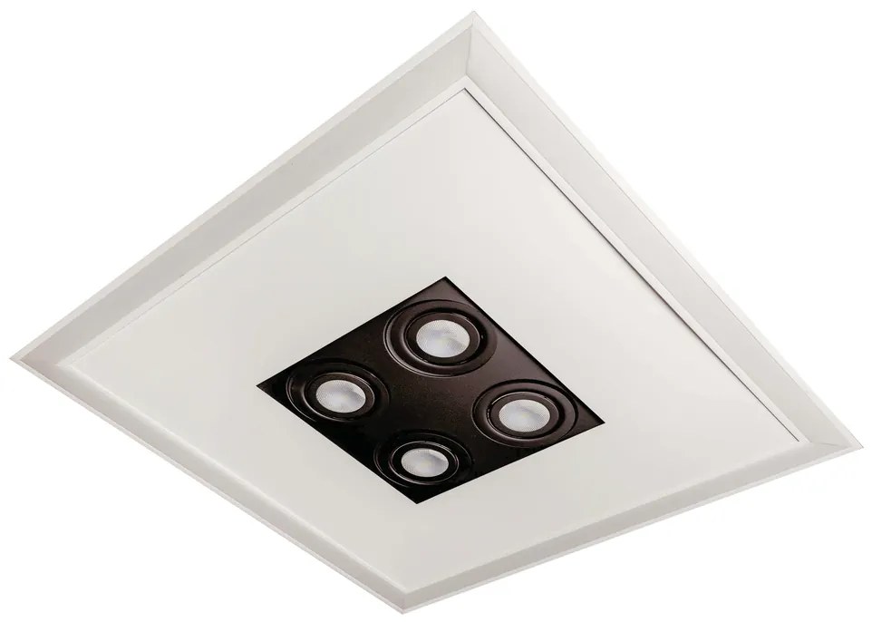 Embutido Bore Pro 62X62X09Cm 04Xar70 Led 49,2W Bivolt | Usina 19203/62 (PT - Preto Texturizado, 4000k)