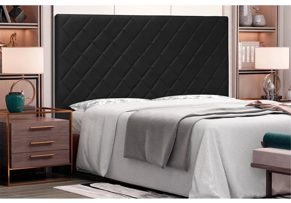 Cabeceira Dubai Para Cama Box Solteiro 90 cm Corino Preto - D'Rossi