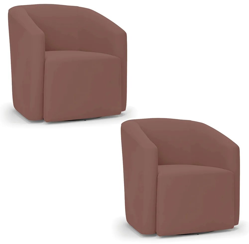 Poltrona Decorativa Base Giratória Kit 2 Stella Max Veludo D03 - D'Rossi - Rose