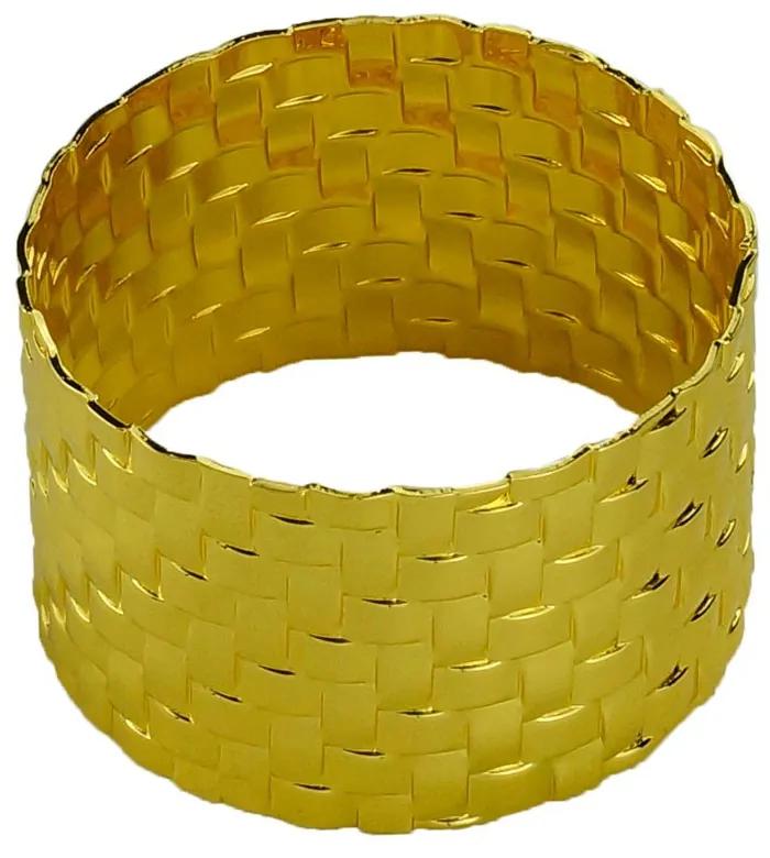 Jogo 4 Anéis Para Guardanapos Metal Trançado Dourado 5x3cm 60722 Royal