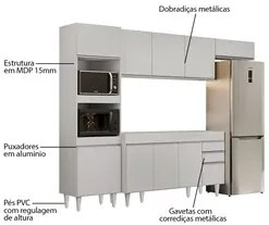 Armário de Cozinha Modulada 4 Peças CP10 Balcão Branco - Lumil