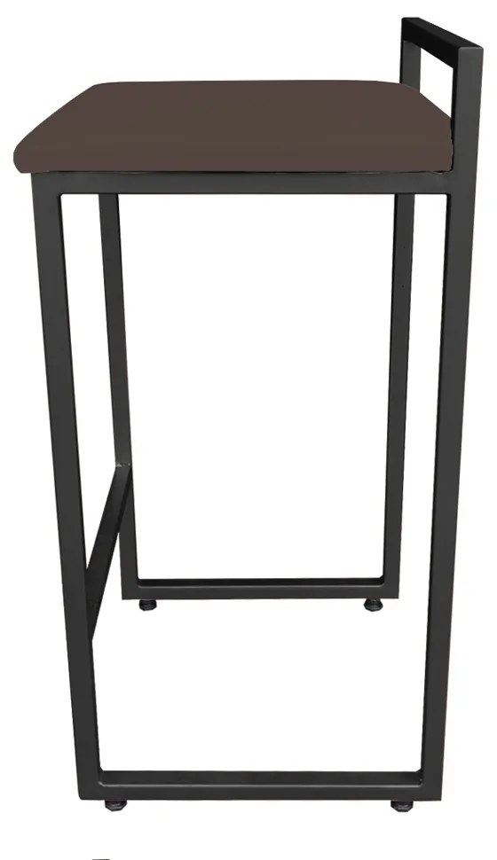 BANQUETA PIETRA SUEDE MARROM BASE PRETO