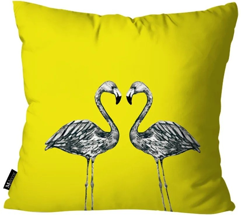 Capa para Almofada Flamingos Amarelo -35x35cm