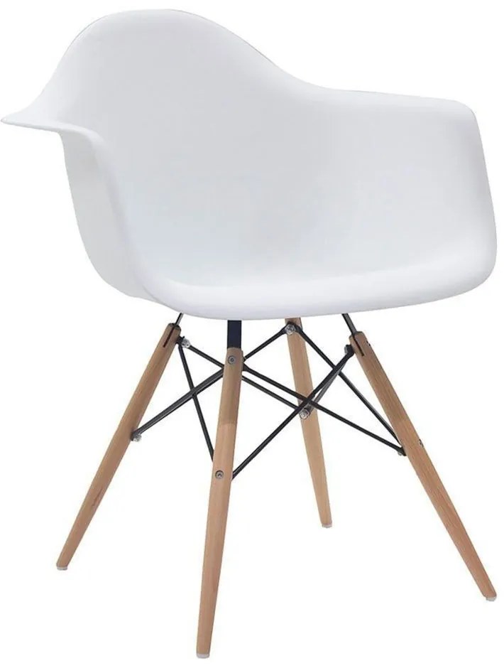 Kit 02 Cadeiras Melbourne Eiffel Charles Eames Base Madeira - Branca - D'Rossi