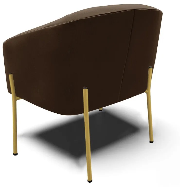 Poltrona Decorativa Pé de Ferro Dourado Kit 2 Stella Suede Marrom D03 - D'Rossi