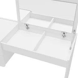 Penteadeira Com Espelho 115cm 2 Gavetas Columbia Branco - Politorno
