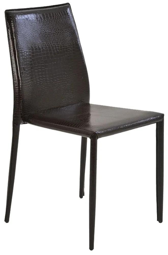 Cadeira Decorativa Sala e Cozinha Karma PVC Marrom Crocco - Gran Belo