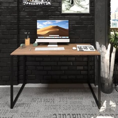 Mesa Para Escritório Diretor Estilo Industrial Vintage | Tam: 120x60|Cor: Lamina Dourada Eco - Mesa Para Escritório Diretor Estilo Industrial Vintage | Tam: 120x60|Cor: Lamina Dourada Eco