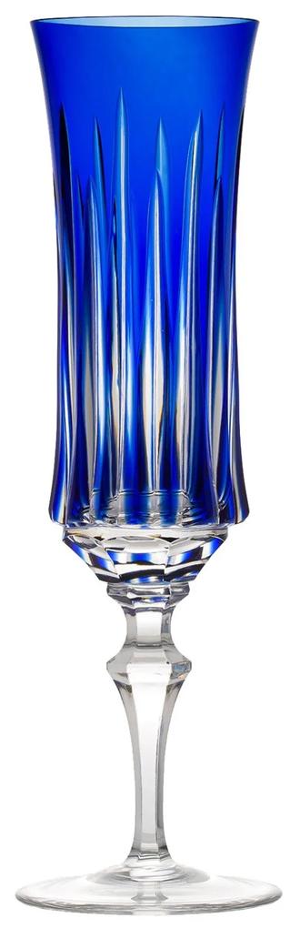 Taça de Cristal Lapidado p/ Champagne - Azul Escuro  Azul Escuro