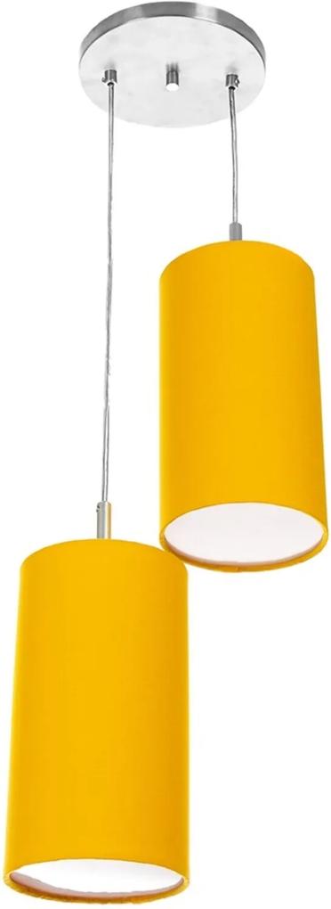 Pendente Cilindrica Duplo De Cupula 14x25cm Amarelo