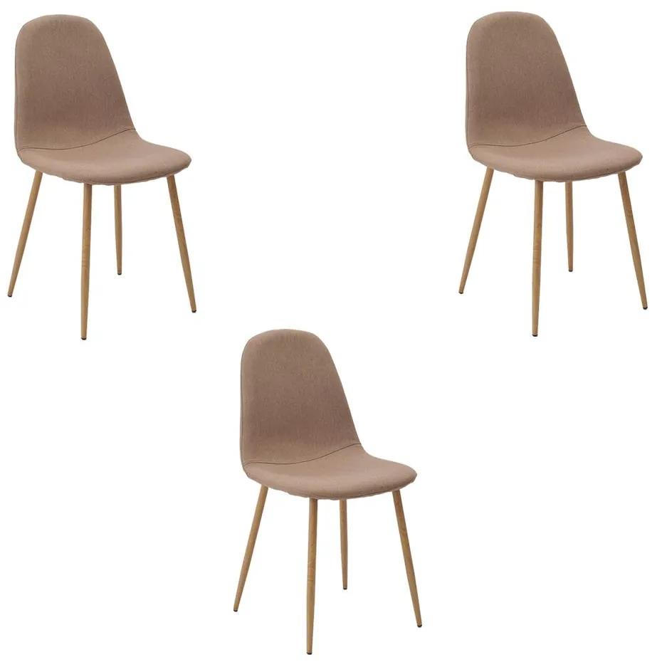 Kit 3 Cadeiras Decorativas Sala e Escritorio Base Clara Emotion Caqui Linho G56 - Gran Belo