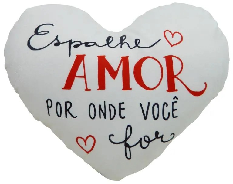 Almofada de Coração Cheia com Frases em Suede 45x30cm - ACC-0101