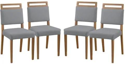 Kit 4 Cadeiras de Jantar Estofada Cinza em Veludo Marken