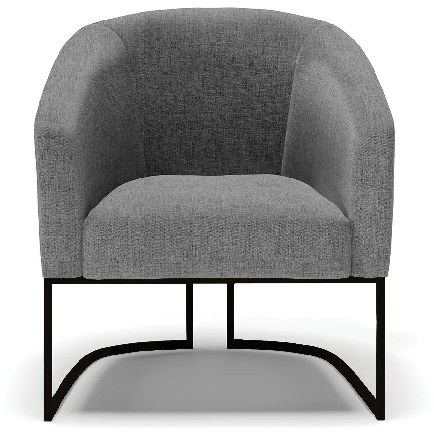 Poltrona Decorativa Industrial Preto Stella Linho D03 - D'Rossi - A26 Grafite