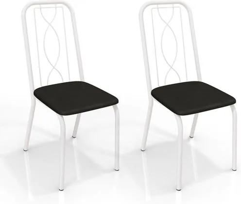 Cadeira Austria III Copa - Kit 02 unidades, Estrutura - Branco  Fosco, Revestimento - 110 - Preto