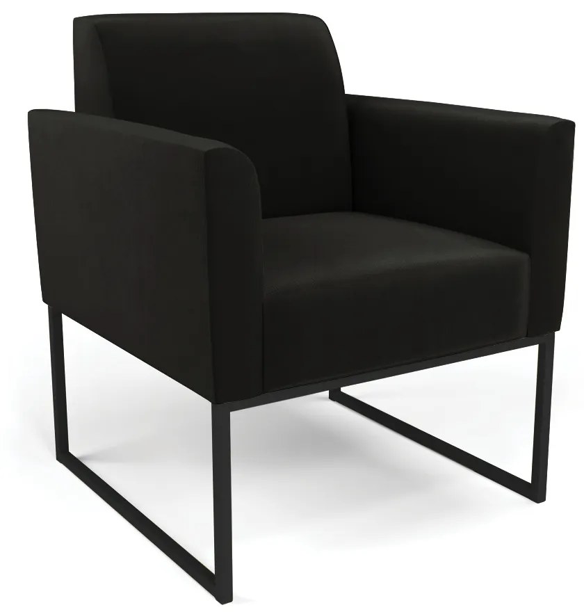 Sofá Namoradeira com 2 Poltronas Base Industrial Preto Marisa Suede D03 - D'Rossi - Preto