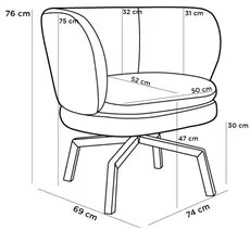 Kit 2 Poltronas Decorativas Melissa Base Ka Giratória Castanho Veludo