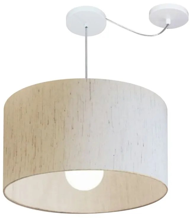 Lustre Pendente Cilíndrico Com Desvio de Centro Vivare Md-4234 Cúpula em Tecido 60x30cm - Bivolt