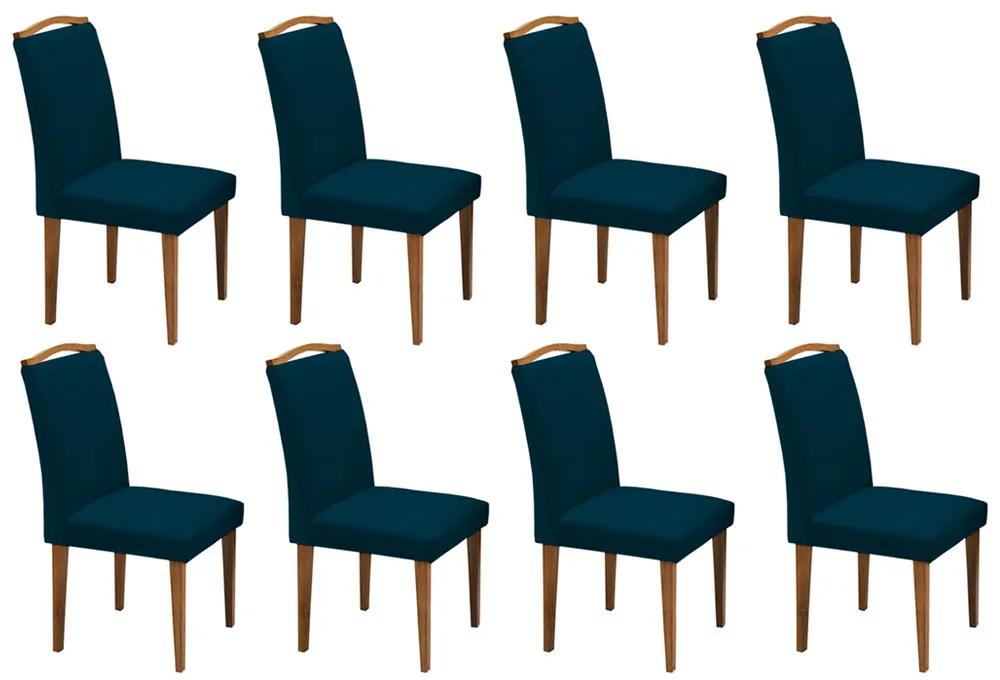 Conjunto 8 Cadeira Sala de Jantar Keli Veludo Azul Marinho
