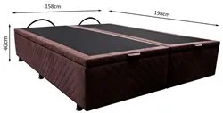 Base Box Baú para Cama Casal Queen 158x198cm Bipartido Liz S05 Suede B