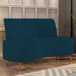 Sofá 2 Lugares para Sala Living 160cm Pés Palito Tamar Z08 Veludo Azul