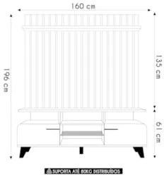 Painel TV 60 Pol 160cm e Bancada Essenza Cinamomo/Off - HB Móveis