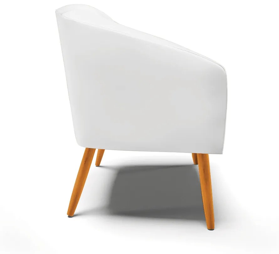 Poltrona Decorativa Pé Palito Castanho Stella Sintético Branco D03 - D'Rossi