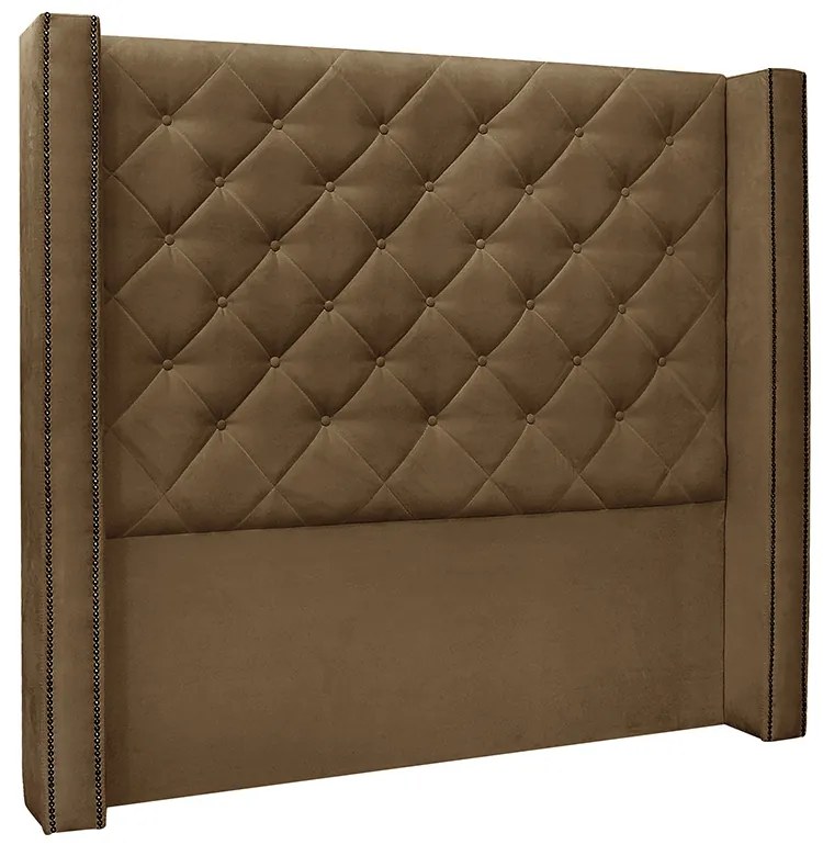 Cabeceira Cama Box Queen 160cm e Recamier Vicenza Suede S04 - D'Rossi - Caramelo