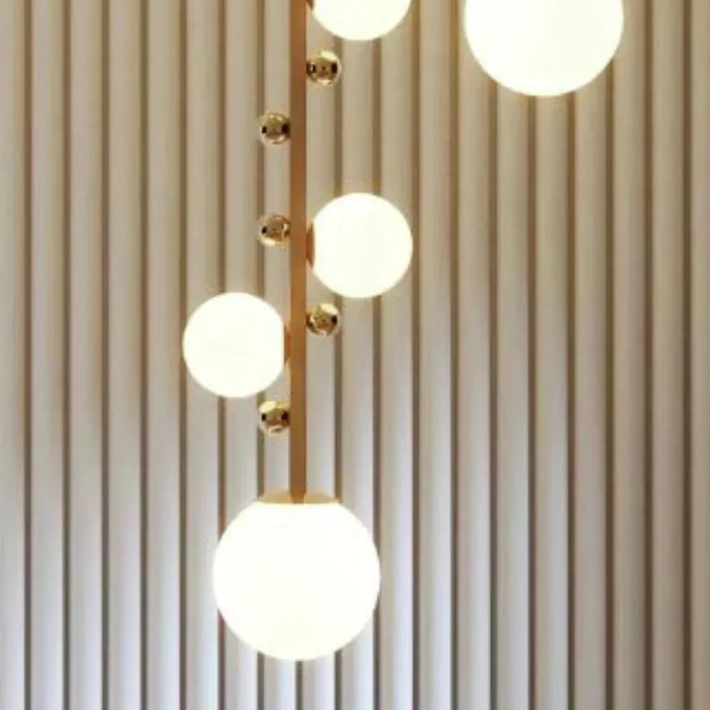 Pendente Aliança Ø20X146Cm 06Xg9 Globo 12Cm - Usina 90010/6 (OL-F - Verde Oliva Fosco, Branco (Fosco))