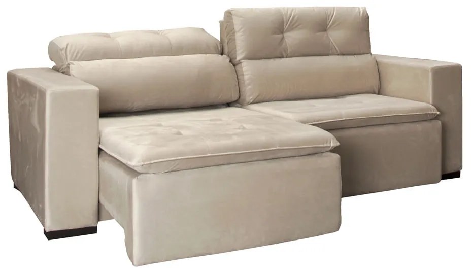 Sofá Maya Ultra Retrátil Suede Bege - 1,80 m