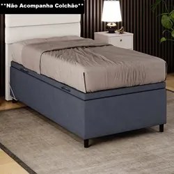 Base para Cama Box Baú Solteiro 88x188cm Hit I02 Suede Cinza - Mpozena