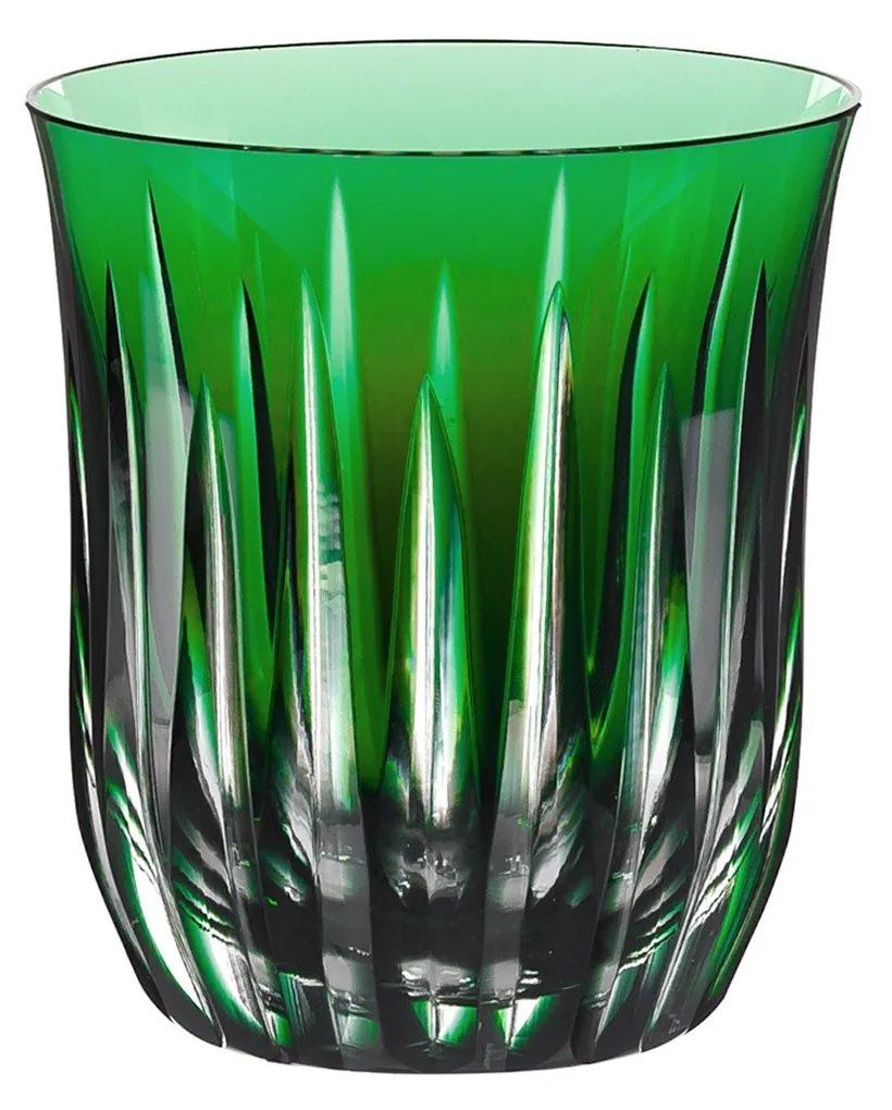 Copo de Cristal Lapidado p/ Whisky - Verde Escuro  Verde Escuro