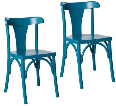 Kit 2 Cadeiras Londres Estilo Clássico em Madeira Maciça - Pintura em Laca Azul