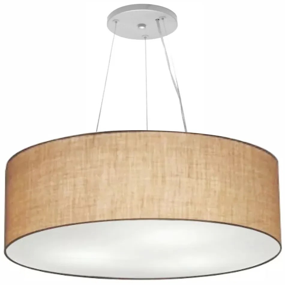 Lustre Pendente Cilíndrico Md-4381 Cúpula em Tecido 100x30cm Palha - Bivolt