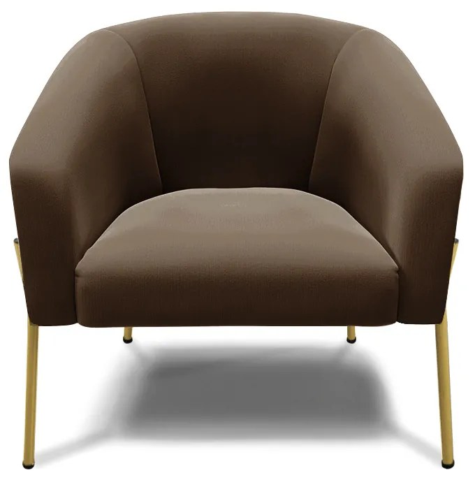 Poltrona Decorativa Pé de Ferro Dourado Kit 2 Stella Suede Marrom D03 - D'Rossi