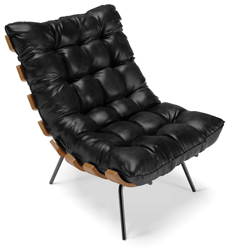 Poltrona Costela Corano Base Metálica Preto - D'Rossi - Preto