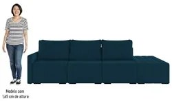 Sofá Ilha Modular com Puff para Sala Living 342cm Georgia K04 Veludo A