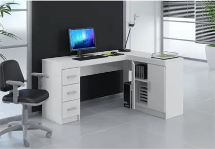 Mesa Para Computador Escrivaninha de Canto Espanha Branco - Politorno