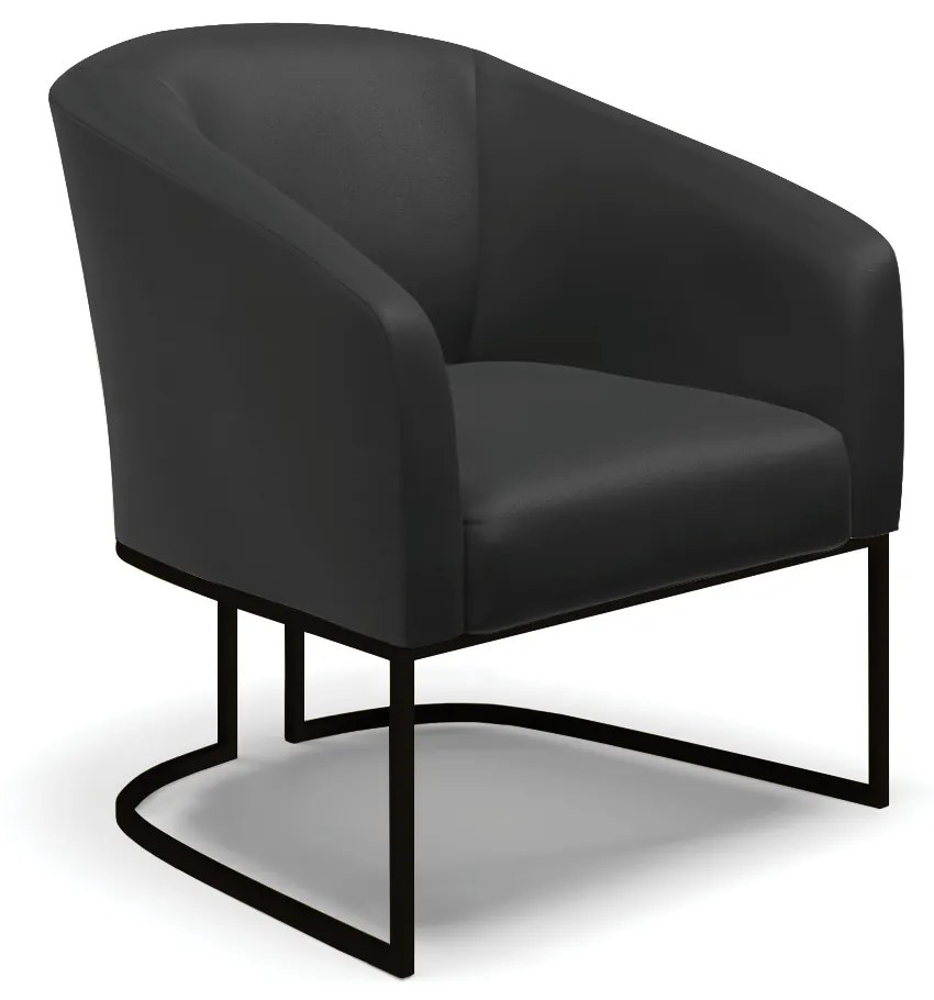 Sofá Namoradeira e Poltrona Base Industrial Preto Stella Sintético Preto D03 - D'Rossi